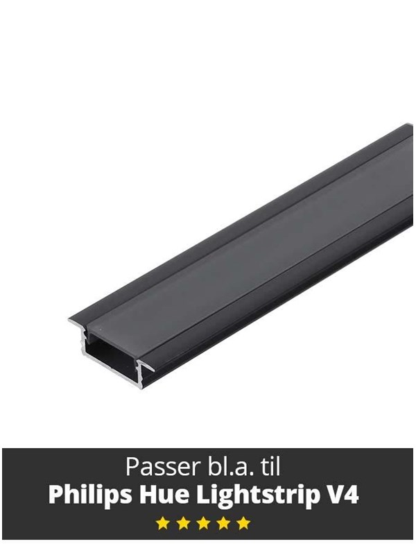 Light Solutions Aluminiumsprofil - Model G til Philips Hue og WiZ - Sort