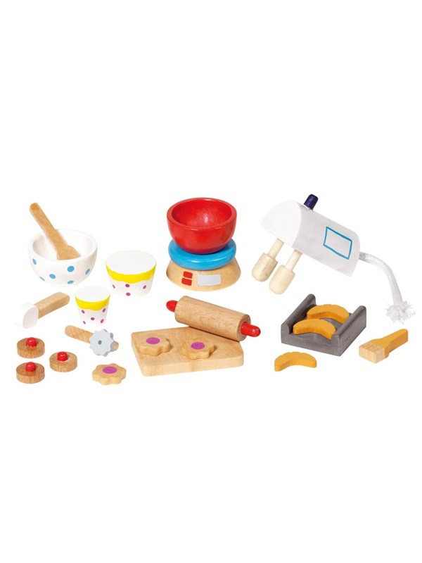 Goki - Houten poppenhuis - Bak accessoires - 22-delig