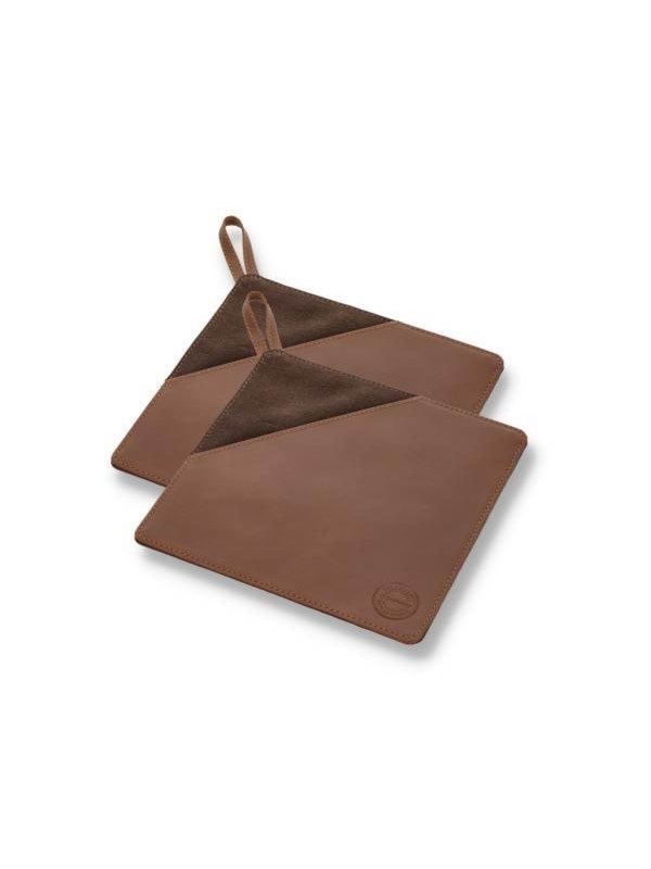 Pillivuyt Potholder 20.5 x 20.5 cm 2 pcs Brown Canvas/Leather