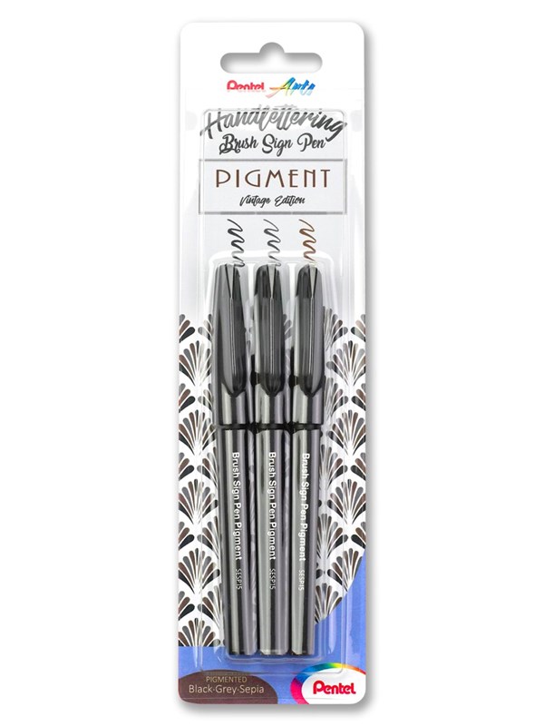 Pentel XSESP15/3 Brush Sign Pen Pigm.