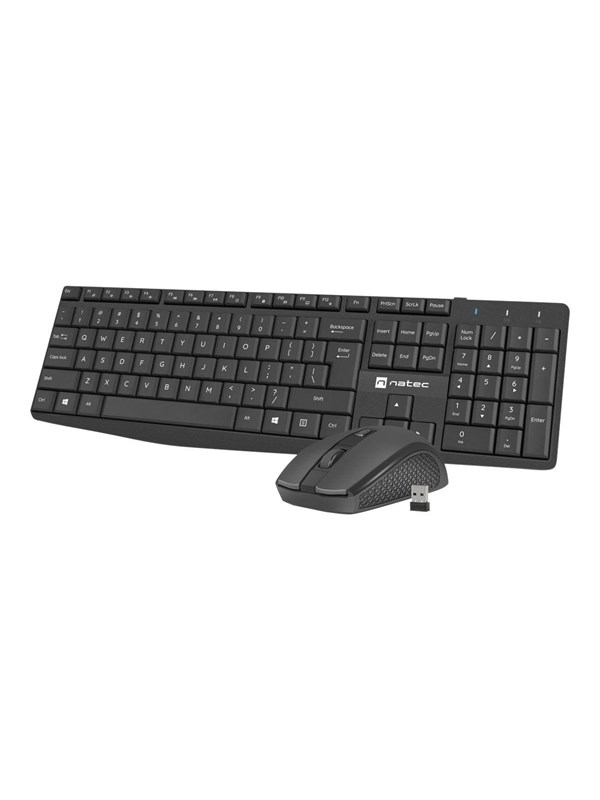 Natec Squid - keyboard and mouse set - 2in1 - US - black - Keyboard and mouse set - Engels (US international) - Zwart