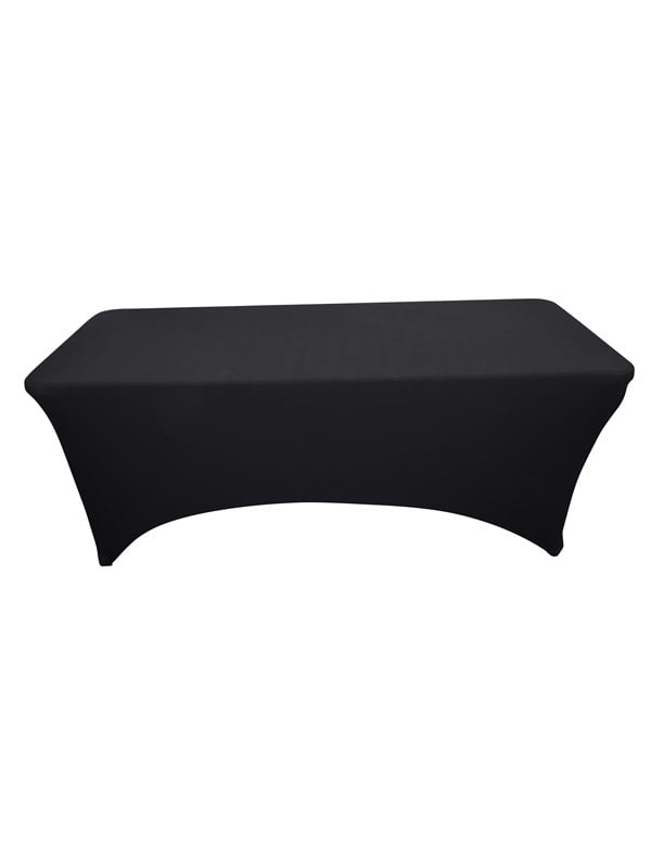 HOME It® stretch tafelkleed voor lange vouwtafels, zwart, past over tafelpoten, duurzaam, gladde pasvorm, elegant voor buffet of display