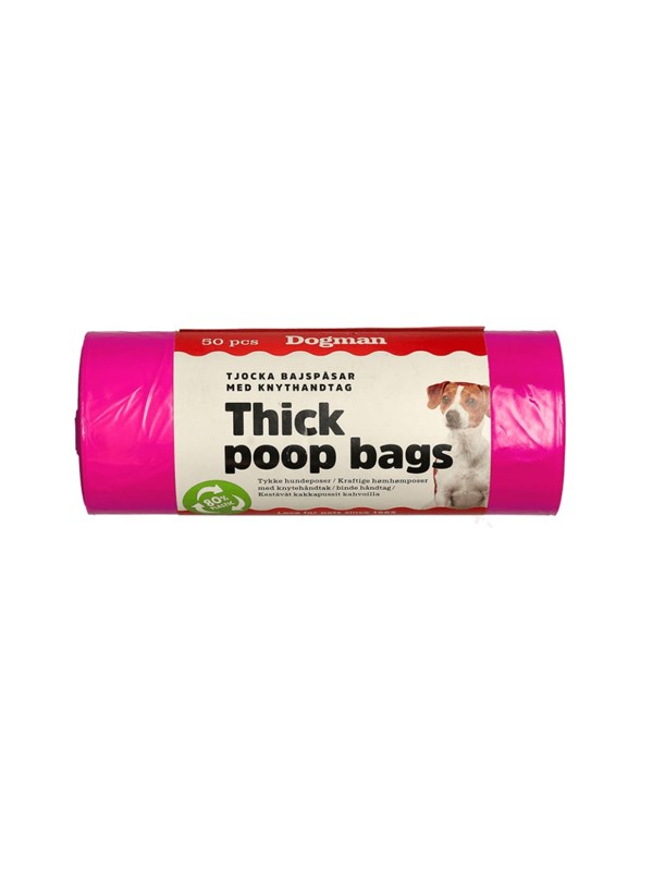 Dogman Dikke Poepzakjes met Handvatten Roze (50-pack)