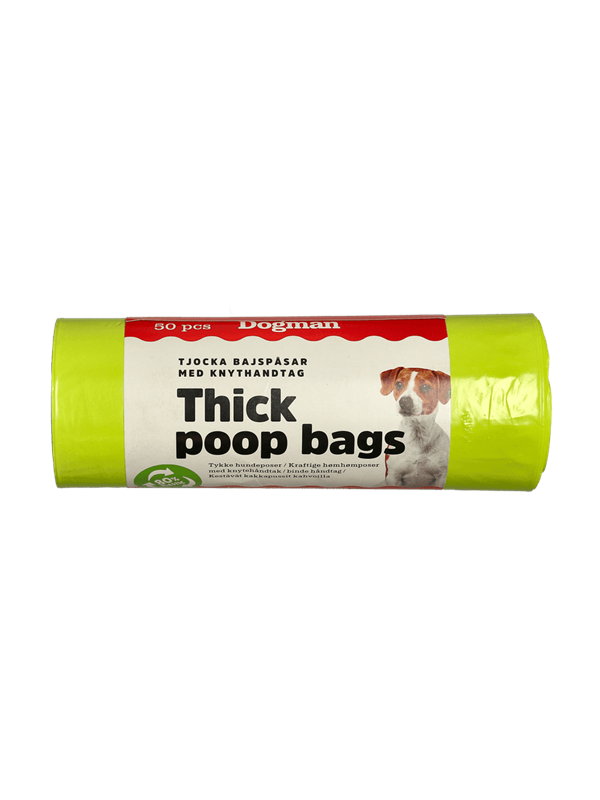 Dogman Dikke Poepzakjes met Handvatten Lime (50-pack)