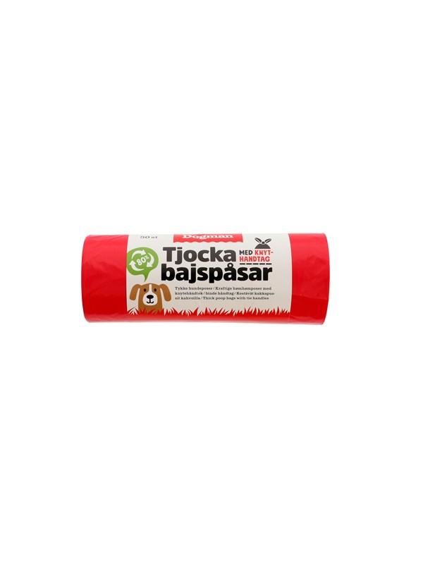 Dogman Dikke Poepzakjes met Handvatten Rood (50-pack)