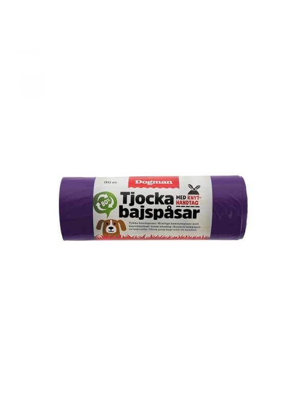 Dogman Dikke Poepzakjes met Handvatten Paars (50-pack)