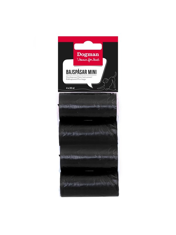 Dogman Compacte Zwarte Mini Poepzakjes (4x20 Pack)
