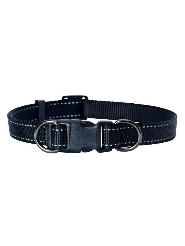 Dogman Nylon Hondenhalsband Iris Zwart XL 25mmx38-66cm