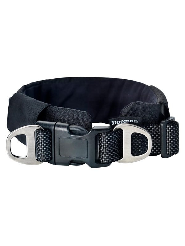 Dogman Emmi Gevoerde Verstelbare Halsband Zwart L (53mm x 50-85cm)