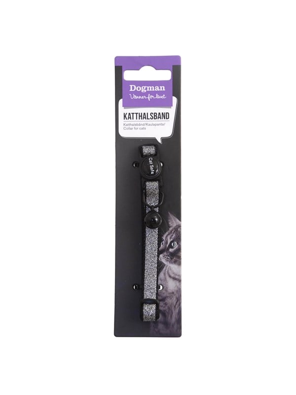 Dogman Kattenhalsband Gina met Cat Safe mechanisme en Bel Zwart 30cm