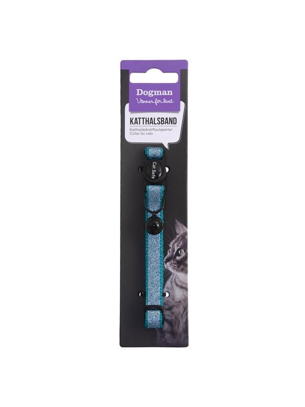 Dogman Kattenhalsband Gina met Cat Safe mechanisme en Bel Turquoise 30cm