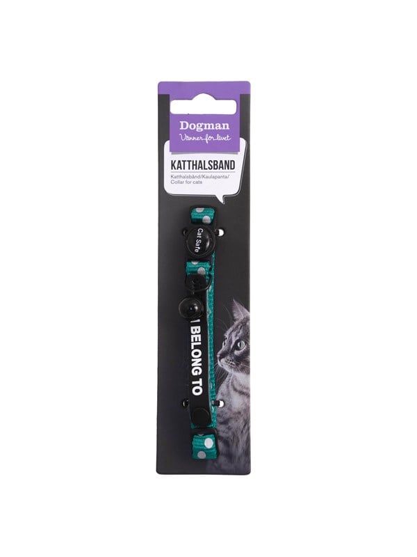 Dogman Reflecterende kattenhalsband met veiligheidssluiting en bel Turkoois 10mmx20-30cm