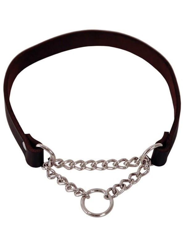 Dogman Leren halsband voor honden met correctieketting 18mmx40cm