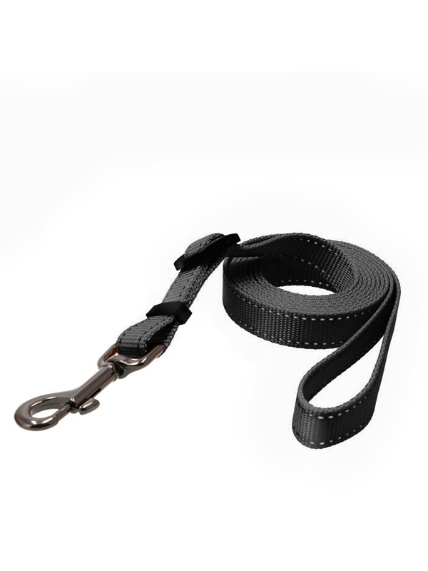 Dogman Iris Verstelbare Nylon Hondenriem Zwart Groot 20mm 120-200cm