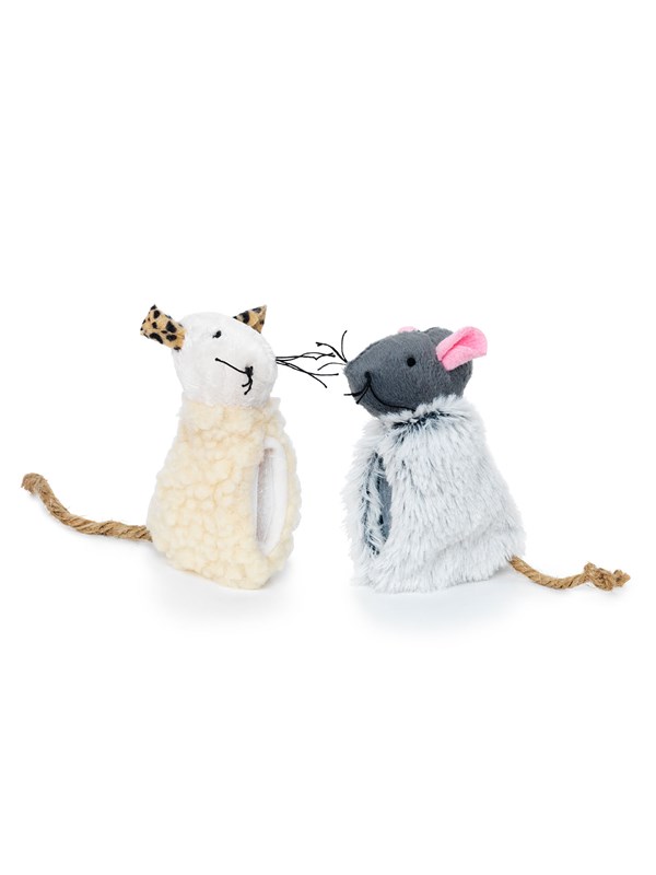 Dogman Kattenspeeltje Muizen met Touwstaart (2-Pack) 10cm
