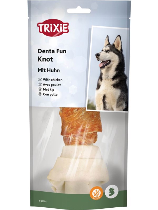 Trixie Denta Fun Kip Omwikkelde Runderhuidknoop 18cm 120g