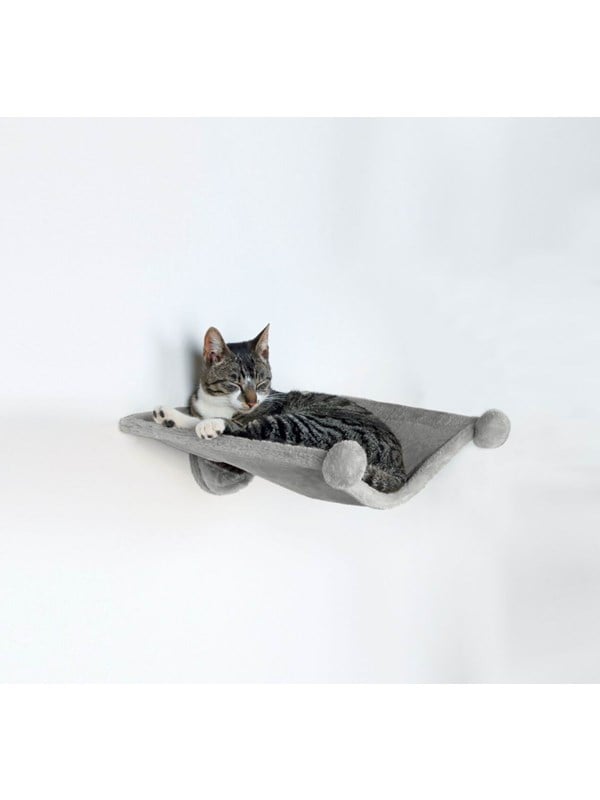 Trixie Wandgemonteerde Pluchen Kattenhangmat met Metalen Frame Grijs 42x41cm