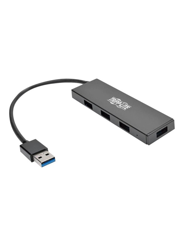Tripp Lite 4-Port Portable Slim USB 3.0 Superspeed Hub w/ Built In Cable - hub - 4 ports USB hub - 4 - Zwart