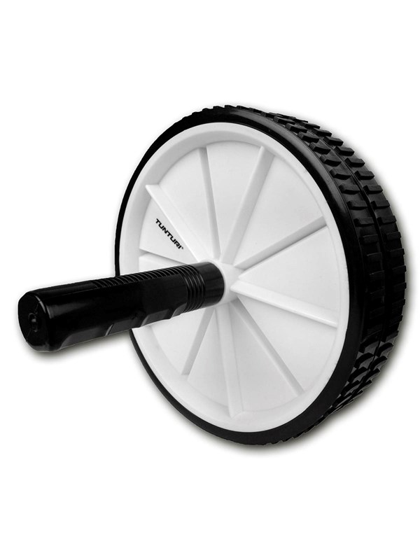 Tunturi Dubbele Trainingswiel - Buikspiertrainer - Buikspierapparaat - Buikspierwiel - Zwart - Incl. gratis fitness app