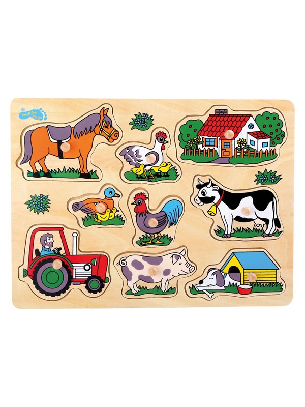 Small Foot - Houten Noppenpuzzel Boerderij, 9st.