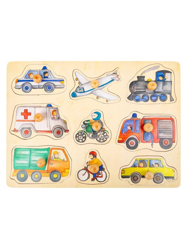Small Foot - Wooden Stud Puzzle City Vehicles 9pc Hout