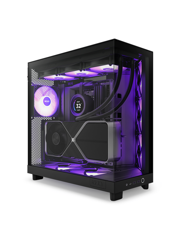 NZXT H6 Flow Compact Dual Chamber with RGB - Matte Black - Case - Miditower - Zwart