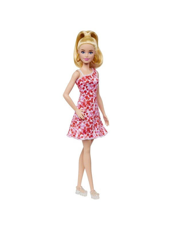 Barbie Fashionistas - Jurk met roze, rode en paarse bloemen - Barbiepop