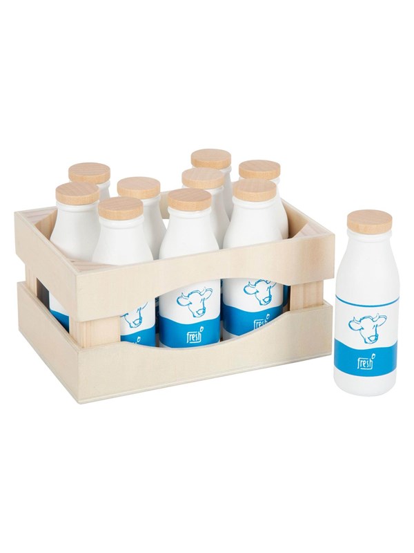 Small Foot - Wooden Crate with Milk Bottles 12 pc