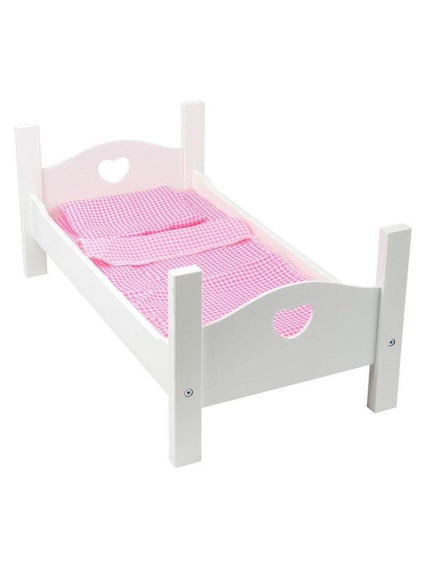 Small Foot Houten Poppenbed Met Beddengoed 50 Cm Wit/roze