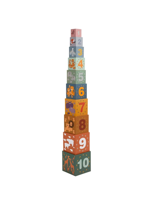 Small Foot - Stacking Blocks Safari Cardboard 10 pcs.