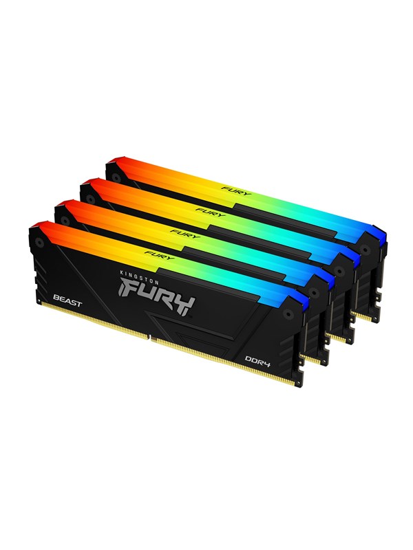 Kingston FURY Beast RGB DDR4-3200 - 32GB - CL16 - Quad Channel (4 pcs) - Intel XMP - Zwart met RGB