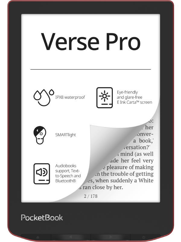 PocketBook Verse Pro e-reader – 6 inch E Ink Carta-scherm – 16 GB – waterdicht – Passion Red