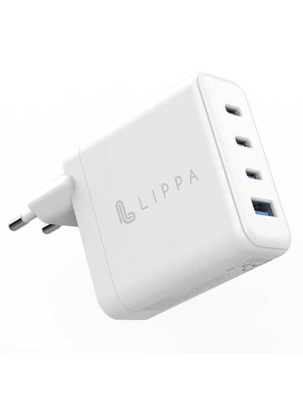 Lippa 100W 3 x USB-C PD & USB-A QC GaN Wall Charger - White
