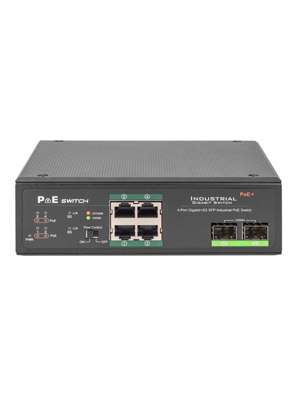 DIGITUS DN-651109 - Industrial Gigabit Ethernet PoE+ Switch 4-port PoE + 2-port SFP