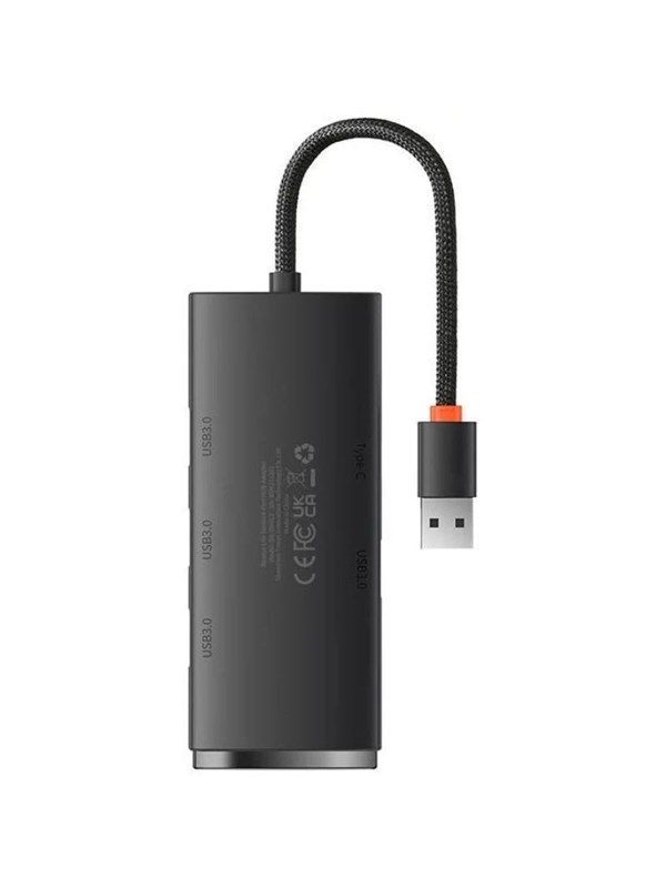 Baseus Lite Series Hub 4in1 USB to 4x USB 3.0 25cm (Black) USB hub - 4 - USB 3.0 - Zwart