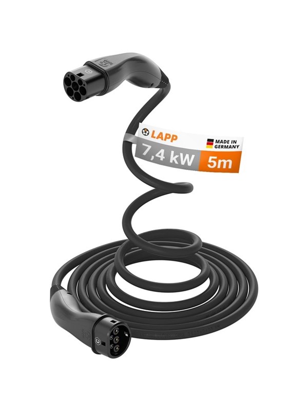 Helix laadkabel elektrische auto - Type 2 - 7,4 kW - 32 A / 230 V - Lapp - 5 meter