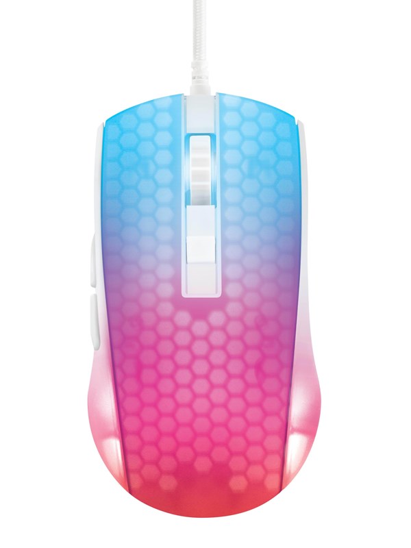 Deltaco GAMING DM310 Transparent RGB Ultralight Wired - Gaming muis - 6 knoppen - Wit