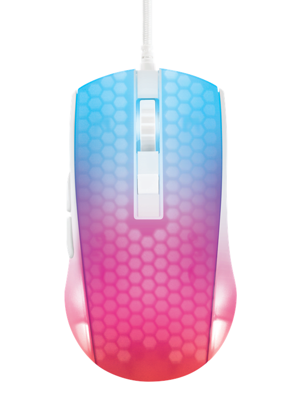 Deltaco GAMING DM310 Transparent RGB Ultralight Wired - Gaming muis - 6 knoppen - Wit