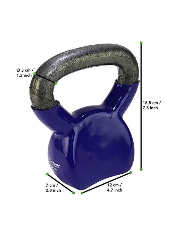 Tunturi Kettlebell - Vinyl - 4 kg - Paars - Incl. gratis fitness app