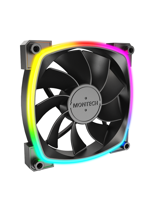 Montech RX120 PWW ARGB Black - Ventilatorhuis - 120 mm - 800 - 1600 omw/min. - 27 dBA - PMW - ARGB - 4-pins