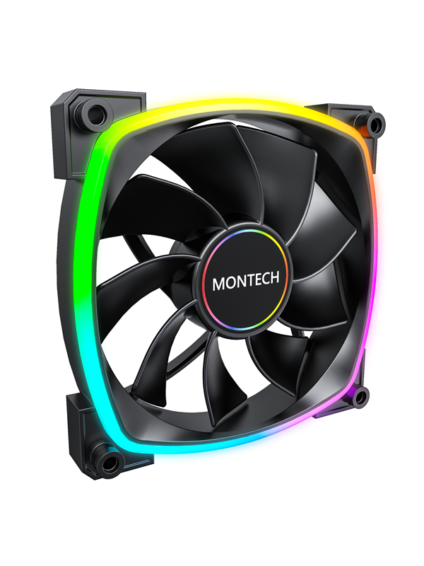 Montech RX140 PWM BK - Reverse - Case ventilator - 140mm - Zwart met RGB-licht - 28 dBA