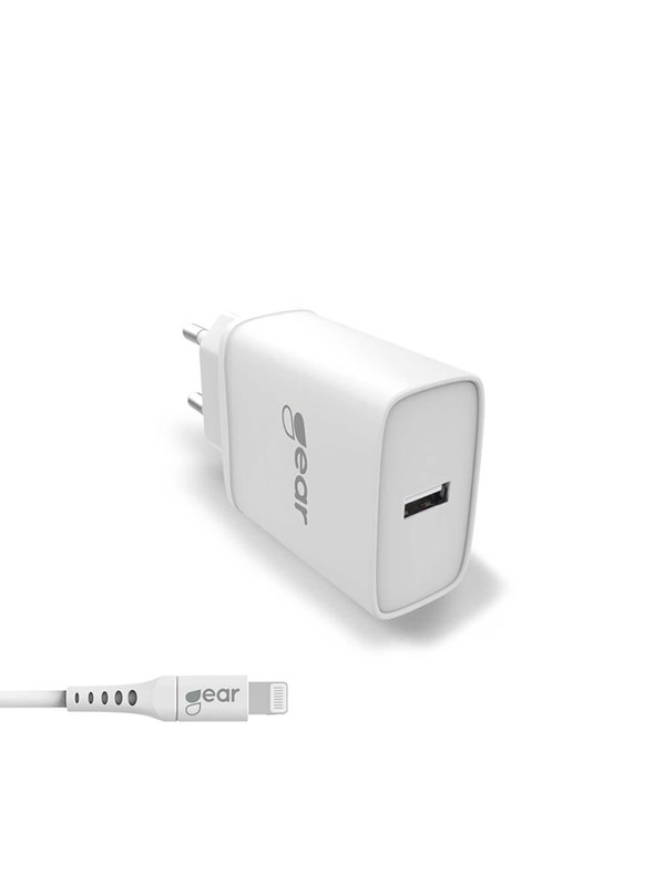 GEAR Charger 220V 1xUSB 2.4A White Lightning cable 1m MFI C89
