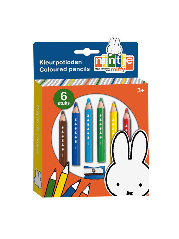Nijntje kleurpotloden, dikke junior houten potloden - 6 kleuren en slijper - kindveilig - vanaf 3 jaar - Bambolino Toys
