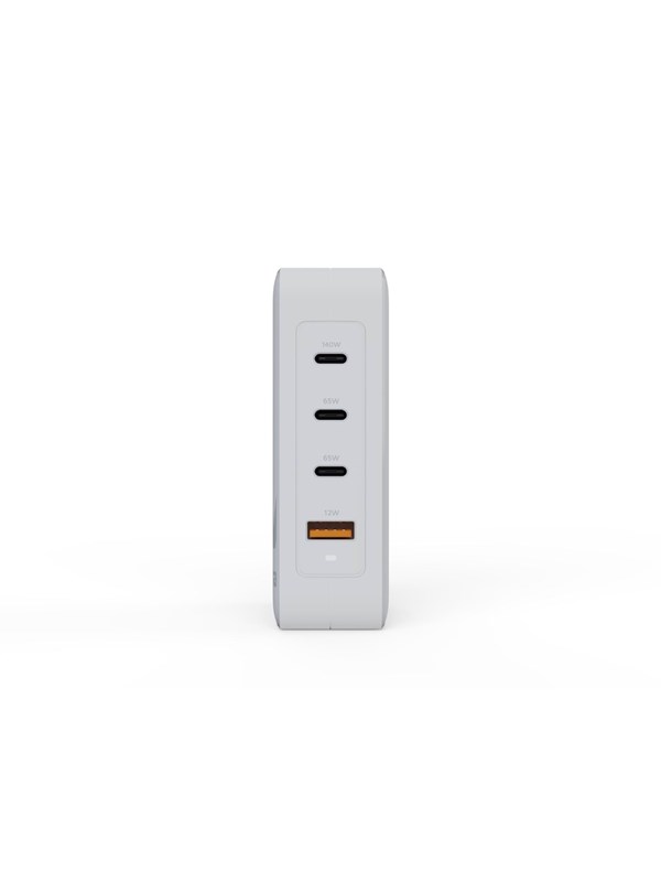 Xtorm 140W Reisstekker Wereldstekker - 4-Poorten Oplader met 240W USB-C PD Kabel - GAN Technologie, Internationale Stekkers, Duurzaam GRS Materiaal - Wit