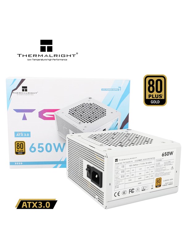 Thermalright TG S (Non-Modular) Wit - Voeding - 650 Watt - 120 mm - ATX 3.0 - 80 Plus 80 PLUS Gold
