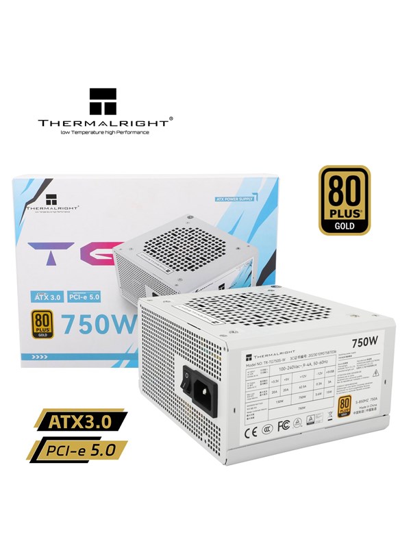 Thermalright TG S (Non-Modular) Wit - Voeding - 750 Watt - 120 mm - ATX 3.0 - 80 Plus 80 PLUS Gold