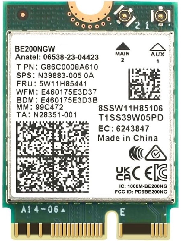 Intel Wi-Fi 7 BE200 no vPro - Netwerkadapter M.2 2230 - 802.11a/b/g/n/ac/ax/be, Bluetooth 5.4