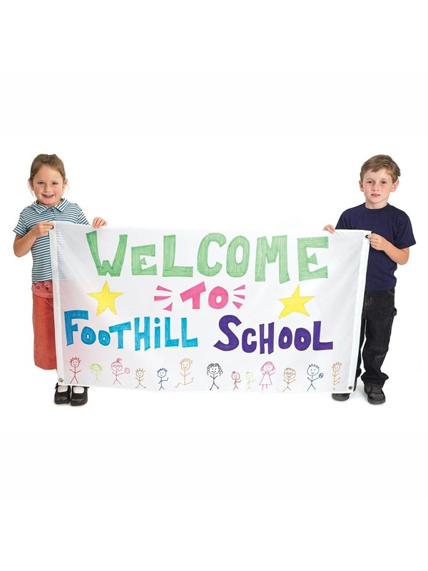 Colorations - Grote witte nylon banner knutselset voor kinderen - 2 stuks.