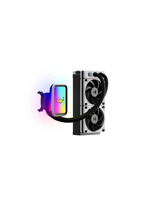 HYTE Thicc Q60 - Vloeistof-koelsysteem processor - afmeting radiator: 240 mm - voor Intel LGA: 1700, 1200, 115x, 2011, 2066 - AMD AM5, AM4, TR4 - 2x THICC FP12 FDB Fans - zwart
