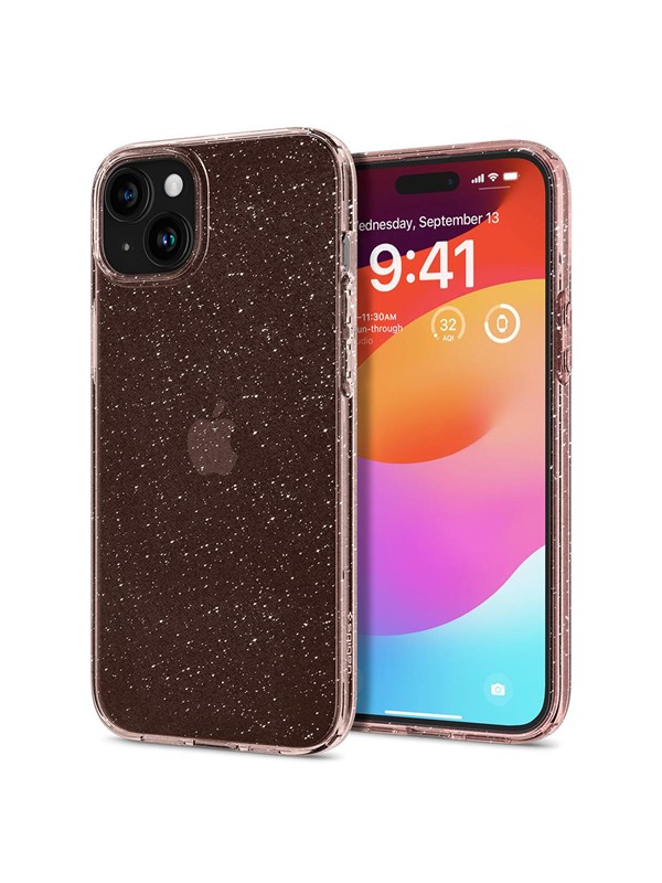 Spigen Liquid Crystal Apple iPhone 15 Plus Hoesje Glitter Roze Quartz